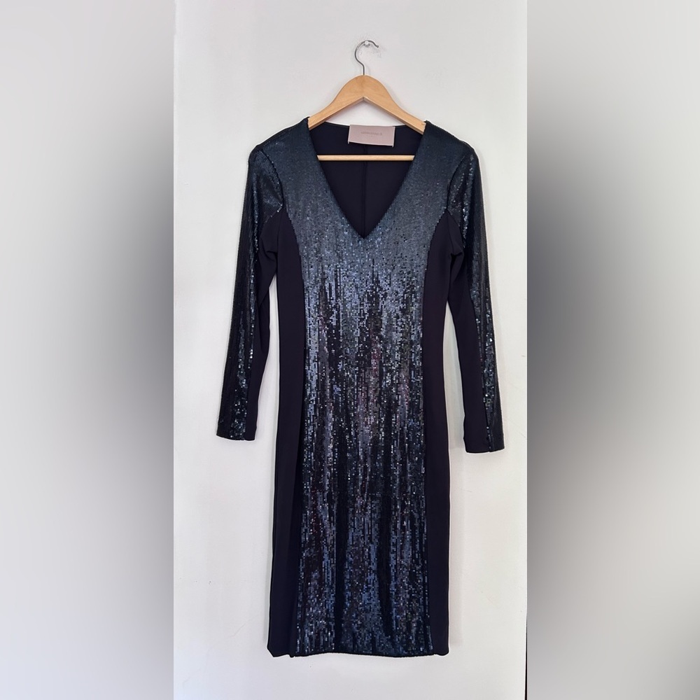 Georges Rech navy blue cocktail dress sequin embellishments vintage - Picture 2 of 8